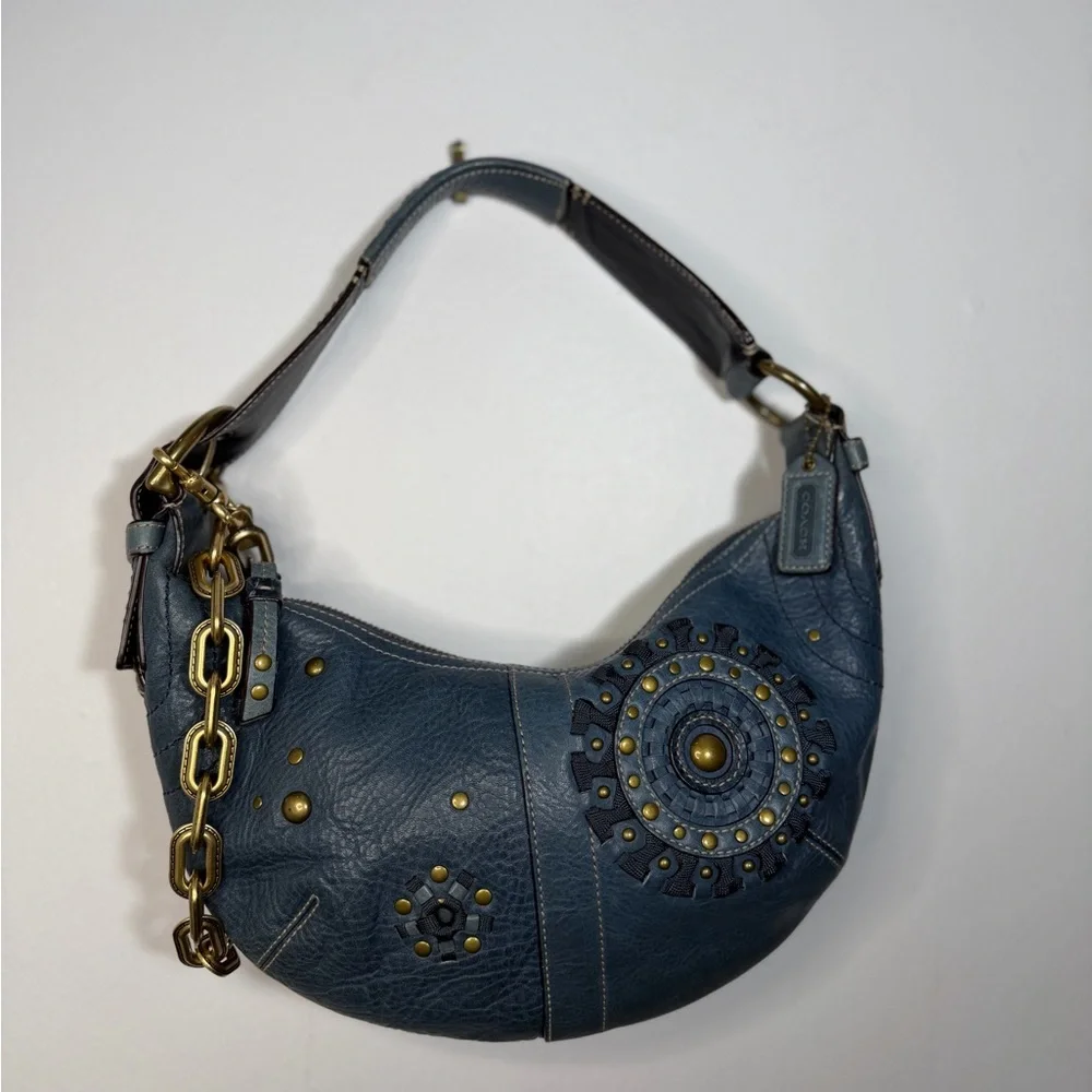 Coach Mia Denim Blue Soho Leather Shoulder Bag/Hobo w/Embellishments 10062 - Picture 3 of 8